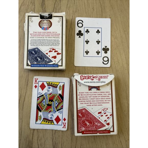 2 VTG BICYCLE Jumbo Index Playing Cards Decks Blue Red cherub rider back lot 2 - Picture 6 of 6